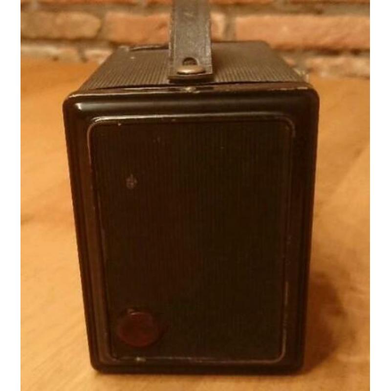 Retro fotocamera (boxje) merk "Agfa" met origineel leren tas