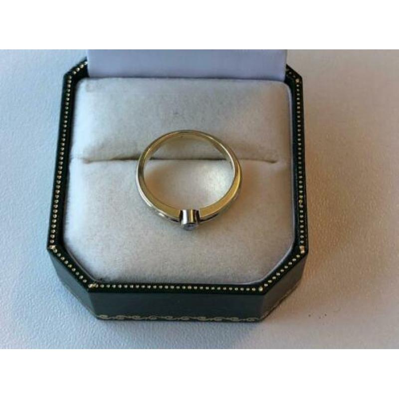 Anna + Nina 14k Gouden Ring met Diamant maat 16 Bicolor