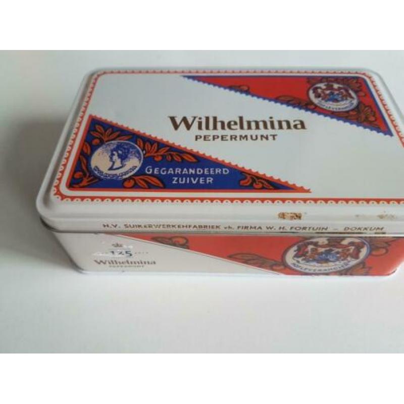 blik Wilhelmina pepermunt, ca. 13,5 x 21 cm., gebruikt