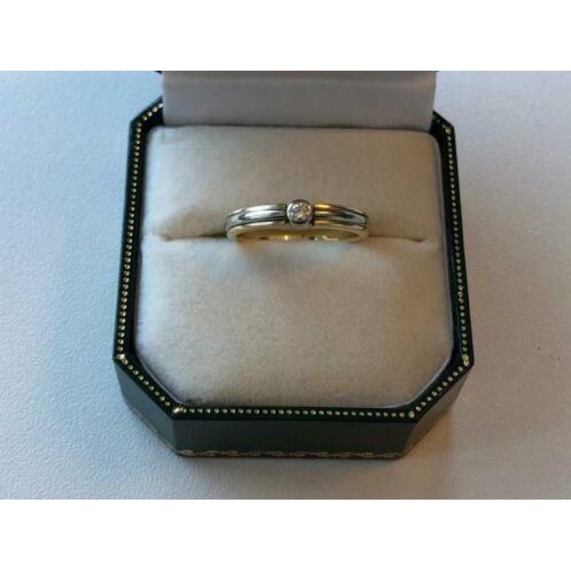 Anna + Nina 14k Gouden Ring met Diamant maat 16 Bicolor