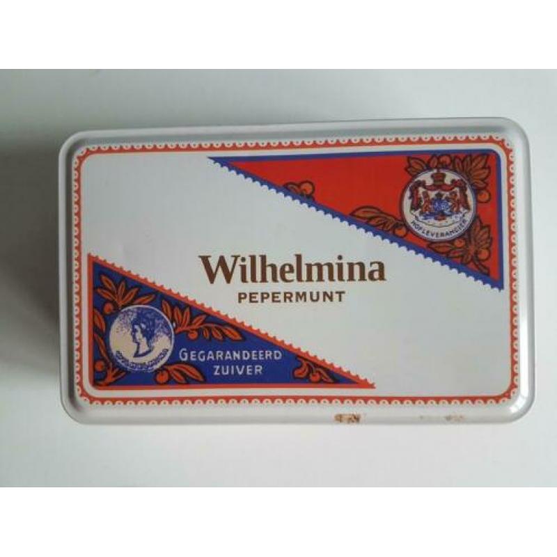 blik Wilhelmina pepermunt, ca. 13,5 x 21 cm., gebruikt