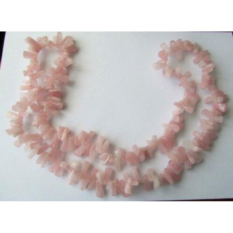 Prachtige Rozenkwarts ketting lang uniek, 260 gr!