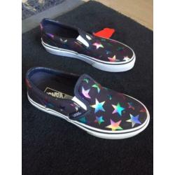 Vans Slip On Donkergrijs Metallic Sterren Maat 31,5 NIEUW