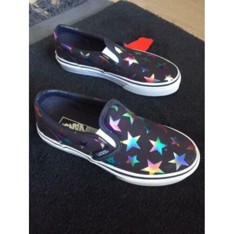 Vans Slip On Donkergrijs Metallic Sterren Maat 31,5 NIEUW