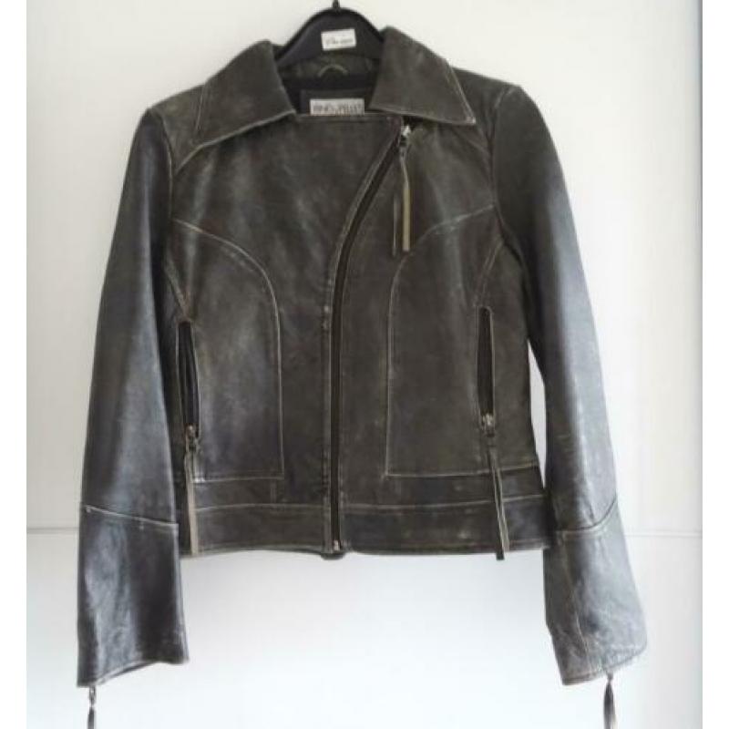 Leren biker jack Rino & Pelle mt 40