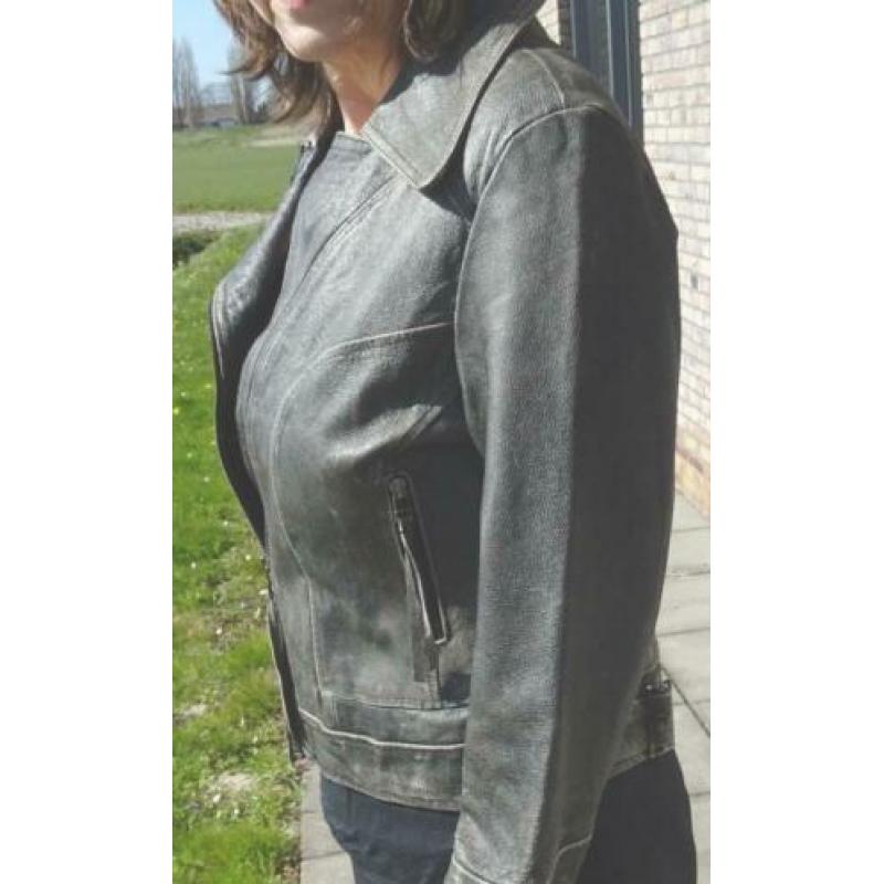 Leren biker jack Rino & Pelle mt 40