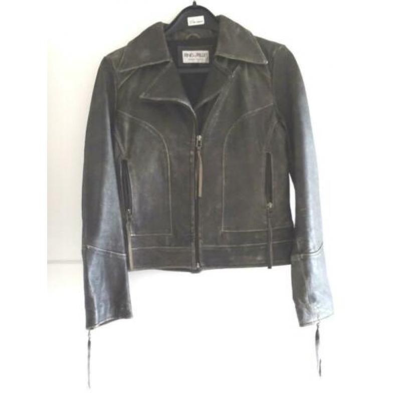 Leren biker jack Rino & Pelle mt 40