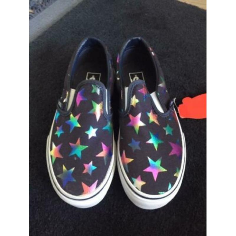 Vans Slip On Donkergrijs Metallic Sterren Maat 31,5 NIEUW