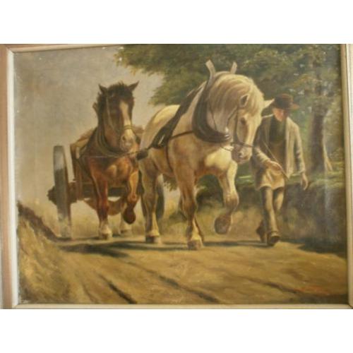Antiek Hollandse schilderij Gesigneerd gedateerd 1943