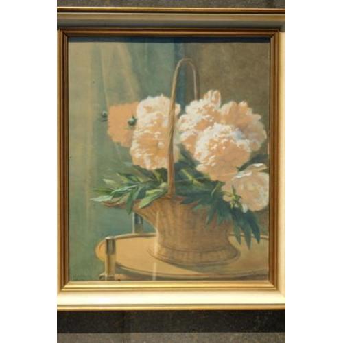 schilderij Jozef Hoevenaar 1840-1926 pioenrozen