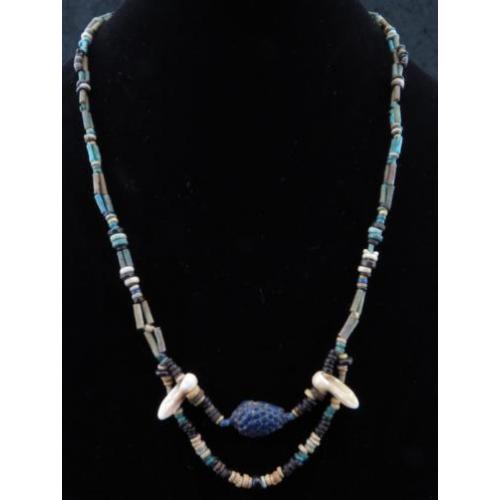 Egyptian necklace made of faience mummy beads, Amarna grapes