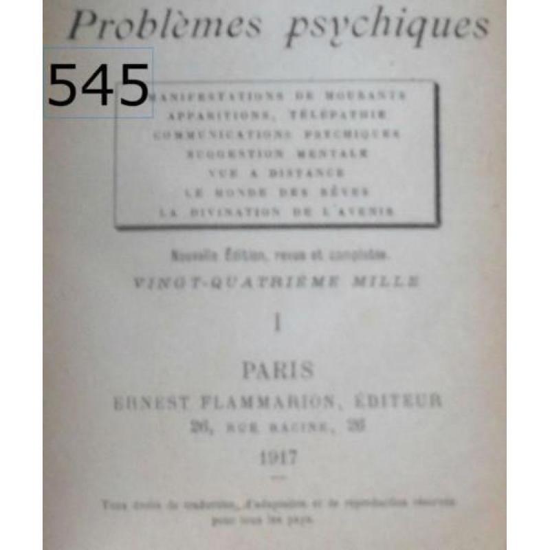 545. Antiek boek 1917 / 1923 psychique Psychologie Frans