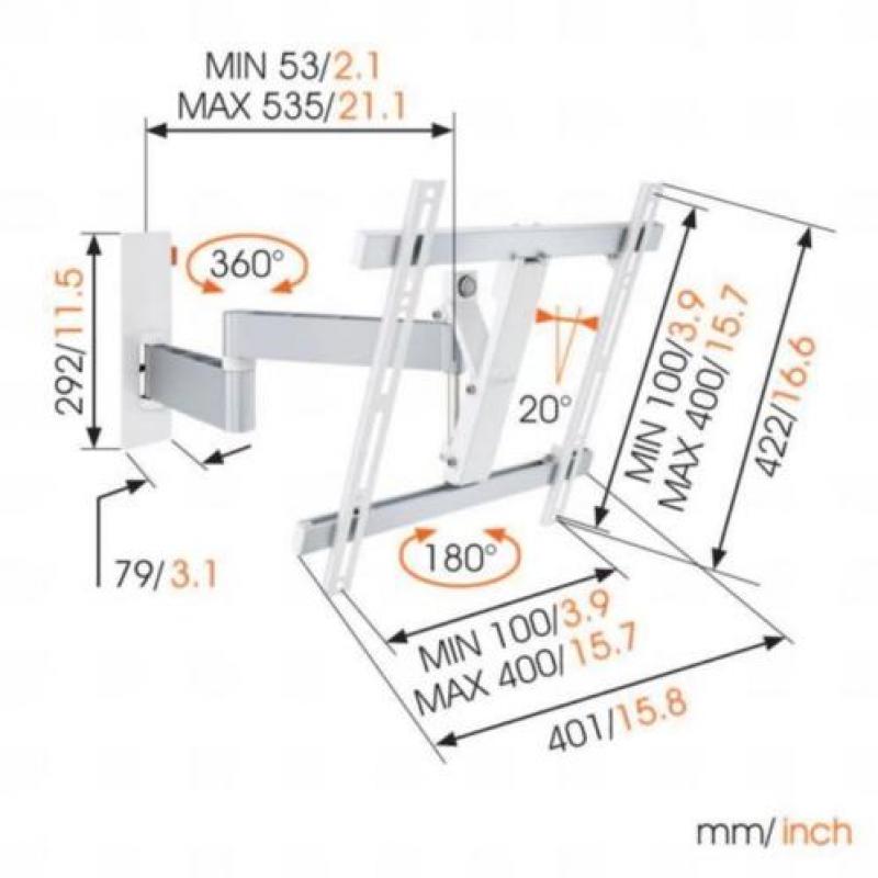 Vogels WALL 3245 wit muurbeugels