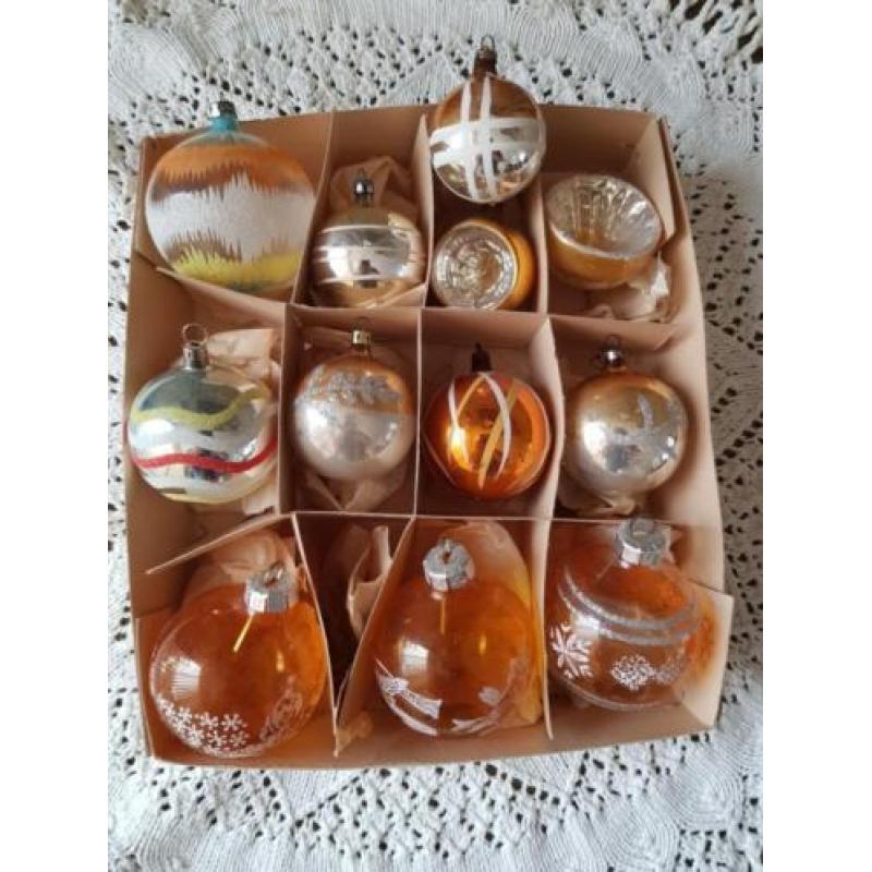 15 oude brocante antieke kerstballen