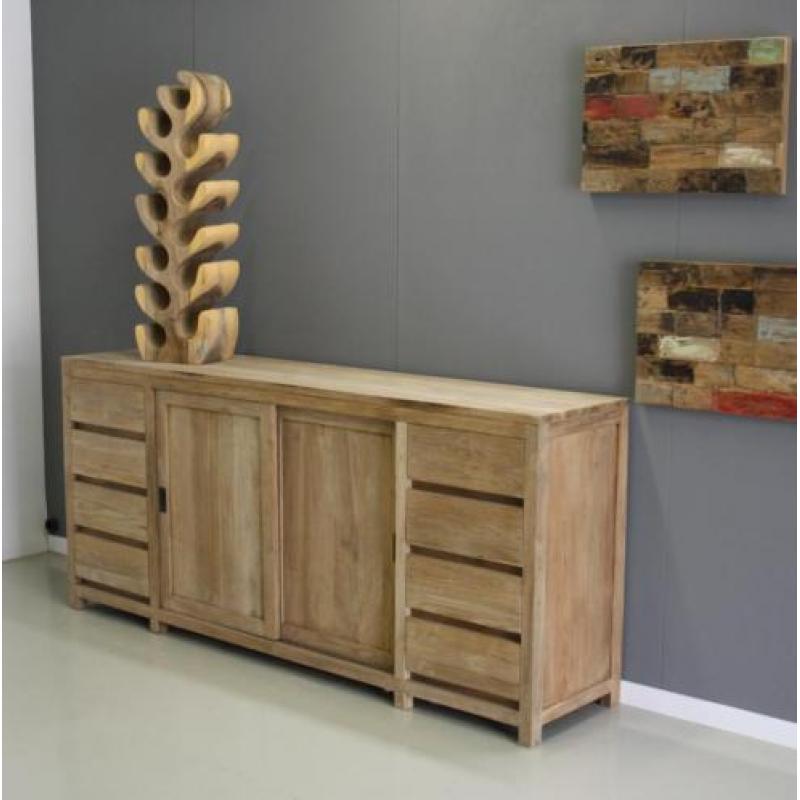Modern teak houten dressoir 2 meter breed; Indoteak