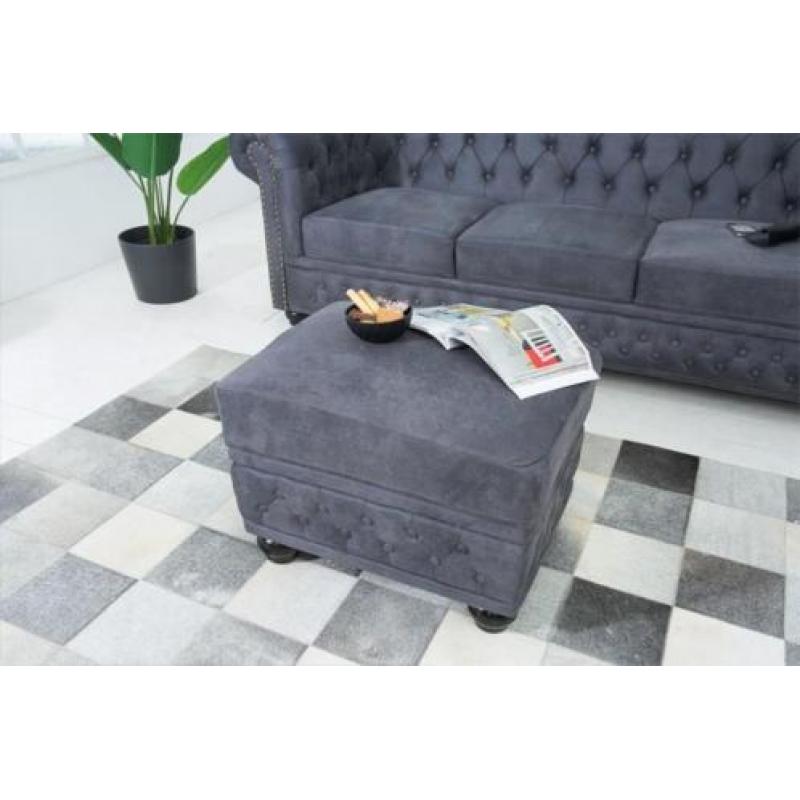 Hocker Chesterfield 60cm Antiek Grijs 38520