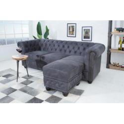 Hocker Chesterfield 60cm Antiek Grijs 38520