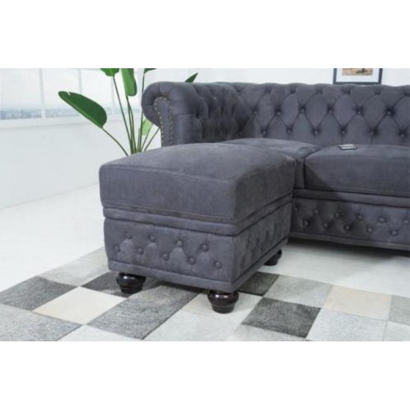 Hocker Chesterfield 60cm Antiek Grijs 38520