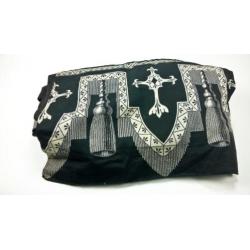 gordijn zwart met decoratierand 4m x 1.85m