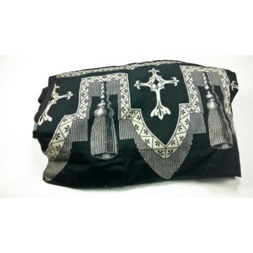 gordijn zwart met decoratierand 4m x 1.85m