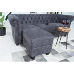 Hocker Chesterfield 60cm Antiek Grijs 38520