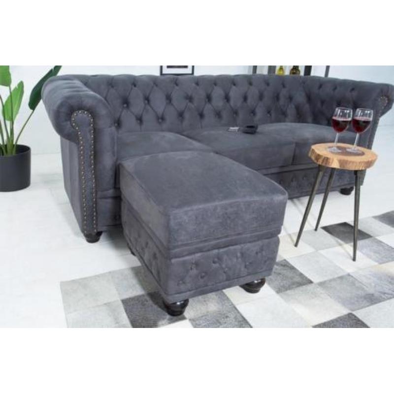 Hocker Chesterfield 60cm Antiek Grijs 38520
